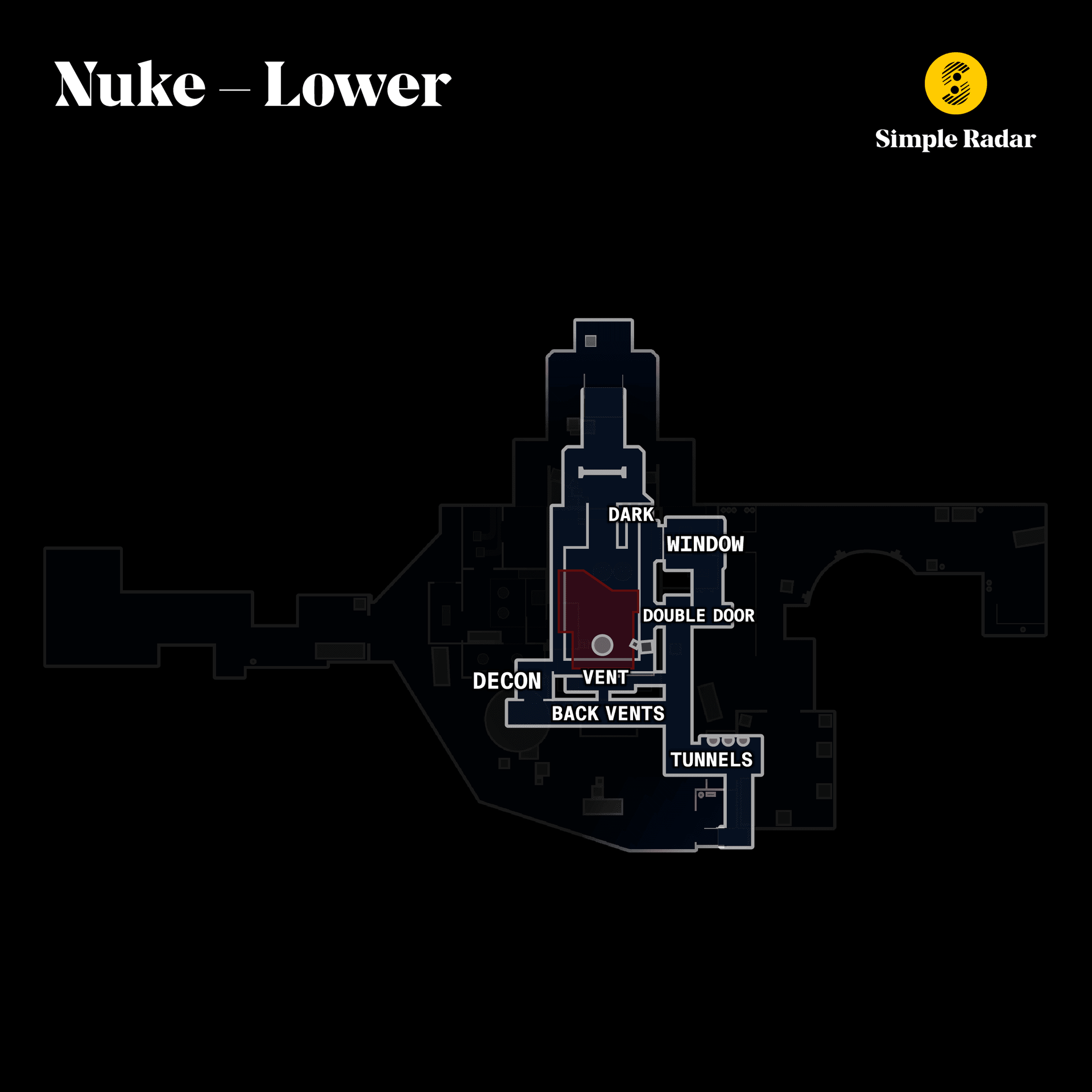 Callouts for the de_nuke_lower map in Counter-Strike: Global Offensive